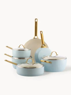 Best GreenPan Batterie de cuisine avec revêtement antiadhésif Padova, 10 élém. Bleu ciel, doré