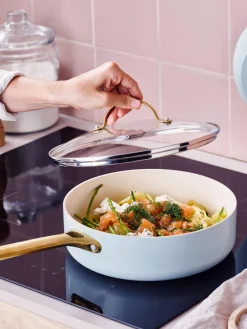 Best GreenPan Batterie de cuisine avec revêtement antiadhésif Padova, 10 élém. Bleu ciel, doré