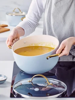 Best GreenPan Batterie de cuisine avec revêtement antiadhésif Padova, 10 élém. Bleu ciel, doré