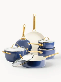 Outlet GreenPan Batterie de cuisine avec revêtement antiadhésif Padova, 10 élém. Bleu foncé, doré
