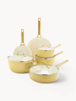 Fashion GreenPan Batterie de cuisine avec revêtement antiadhésif Padova, 10 élém. Jaune soleil, blanc crème, doré