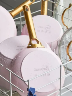Clearance GreenPan Batterie de cuisine avec revêtement antiadhésif Padova, 10 élém. Rose, blanc crème, doré