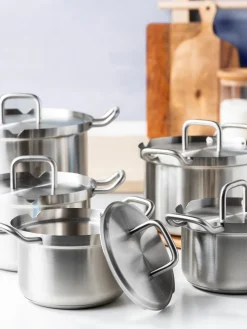 Outlet BK Batterie de cuisine en acier inoxydable Q-Linair, 5 élém. Argenté