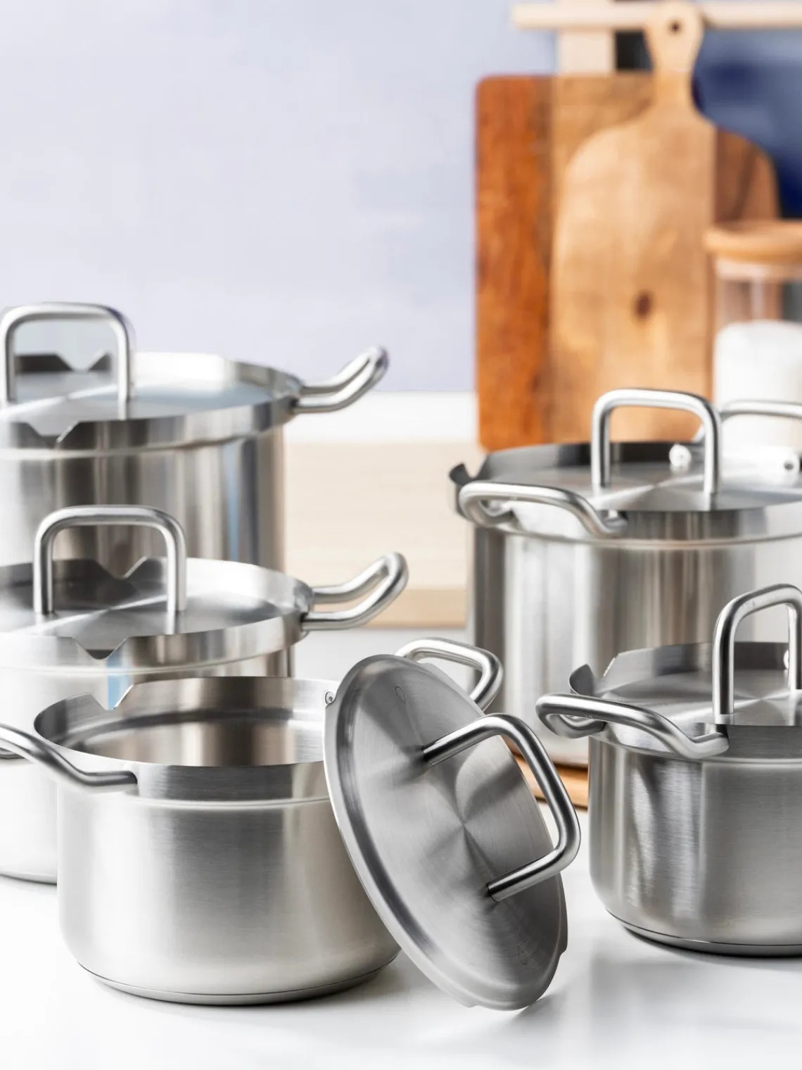 Outlet BK Batterie de cuisine en acier inoxydable Q-Linair, 5 élém. Argenté