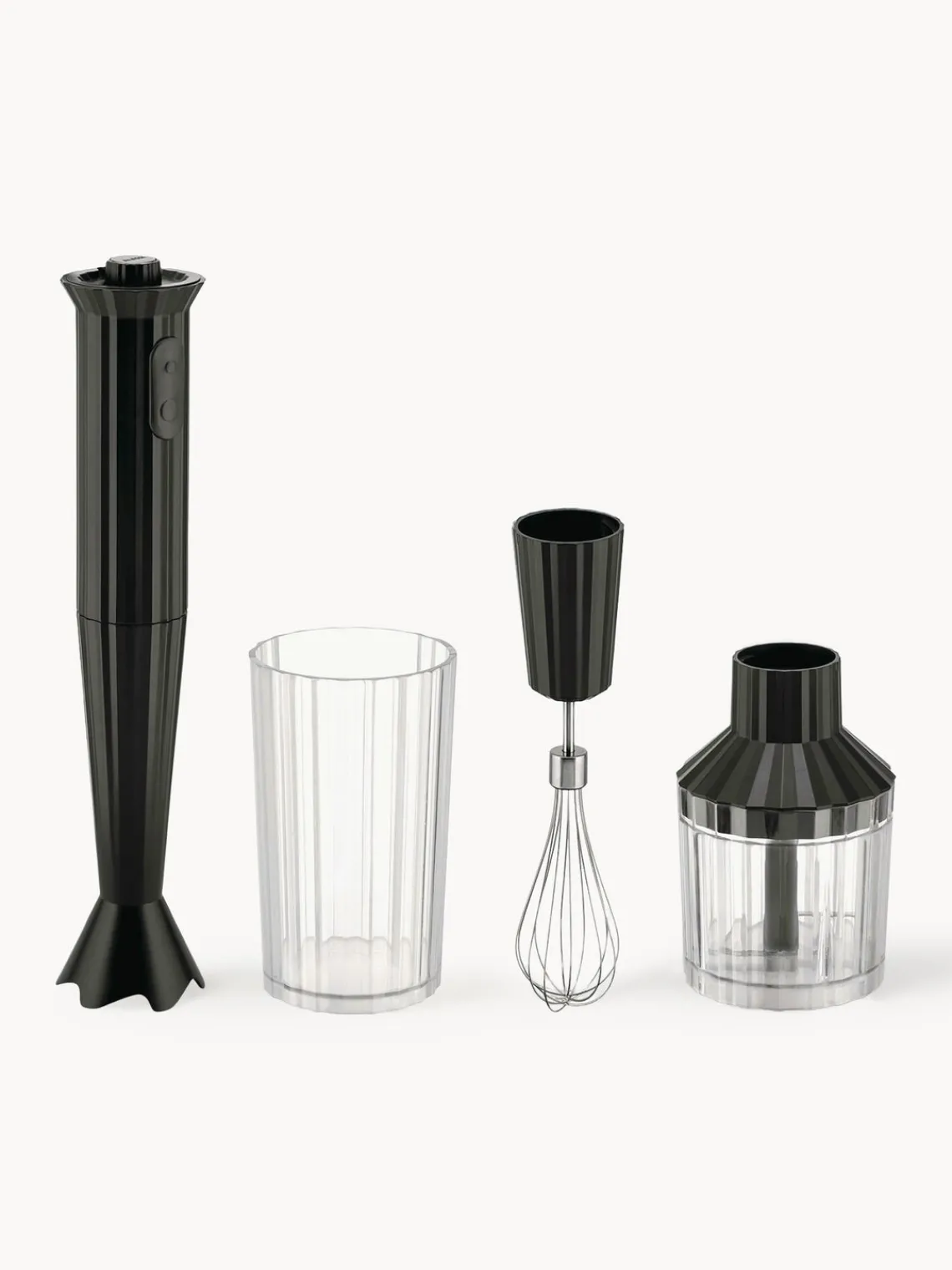 Sale ALESSI Blender plongeant avec accessoires Plissé, 4 élém. Noir, mat