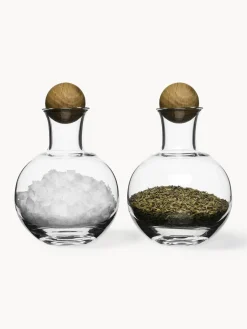Best Sagaform Bocaux de rangement en verre soufflé bouche avec bouchon en bois Eden, 2 pièces
