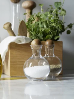 Best Sagaform Bocaux de rangement en verre soufflé bouche avec bouchon en bois Eden, 2 pièces