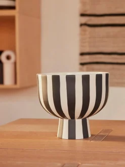 Online Oyoy Living Design Bol à fruits artisanal Toppu, haut. 13 cm Noir, blanc