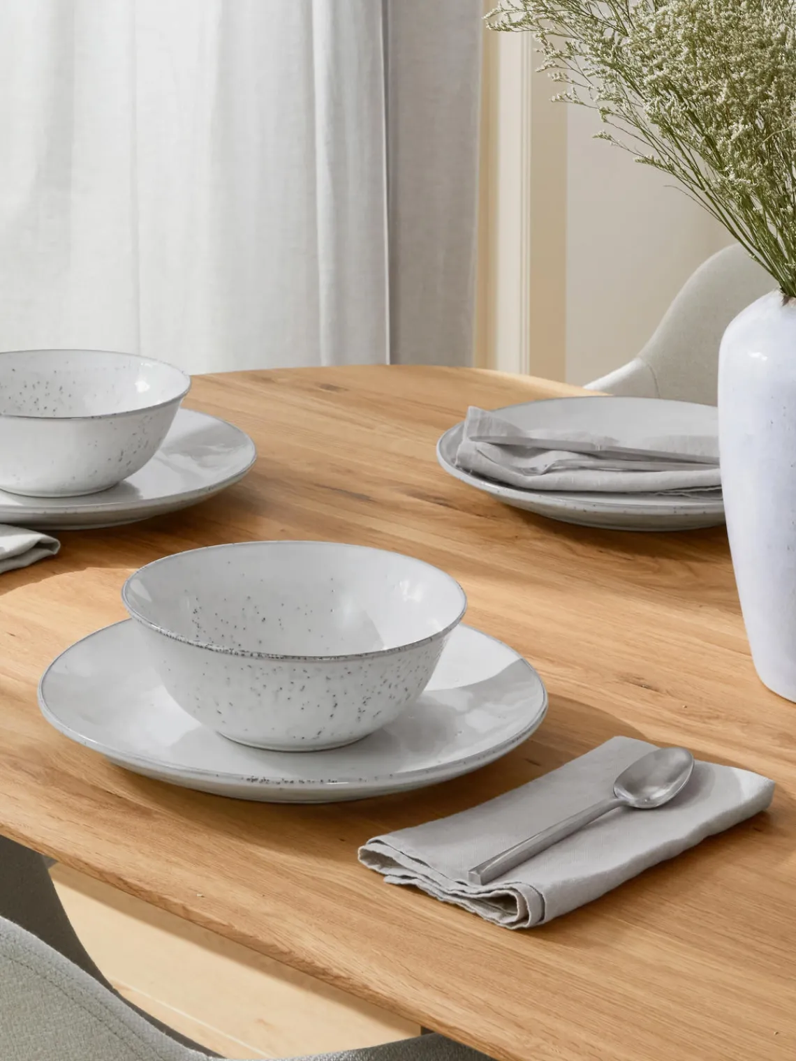 New Broste Copenhagen Bol artisanal Nordic Sand, Ø 21 cm Gris clair, chiné