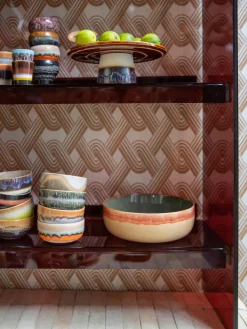 Sale HKLIVING Bol en céramique émaillée peinte à la main 70's Beige, orange