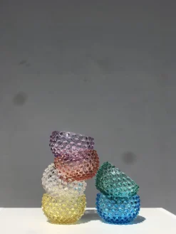 Hot ANNA VON LIPA Bols à snacks soufflés bouche Hobnail, 4 pièces Transparent