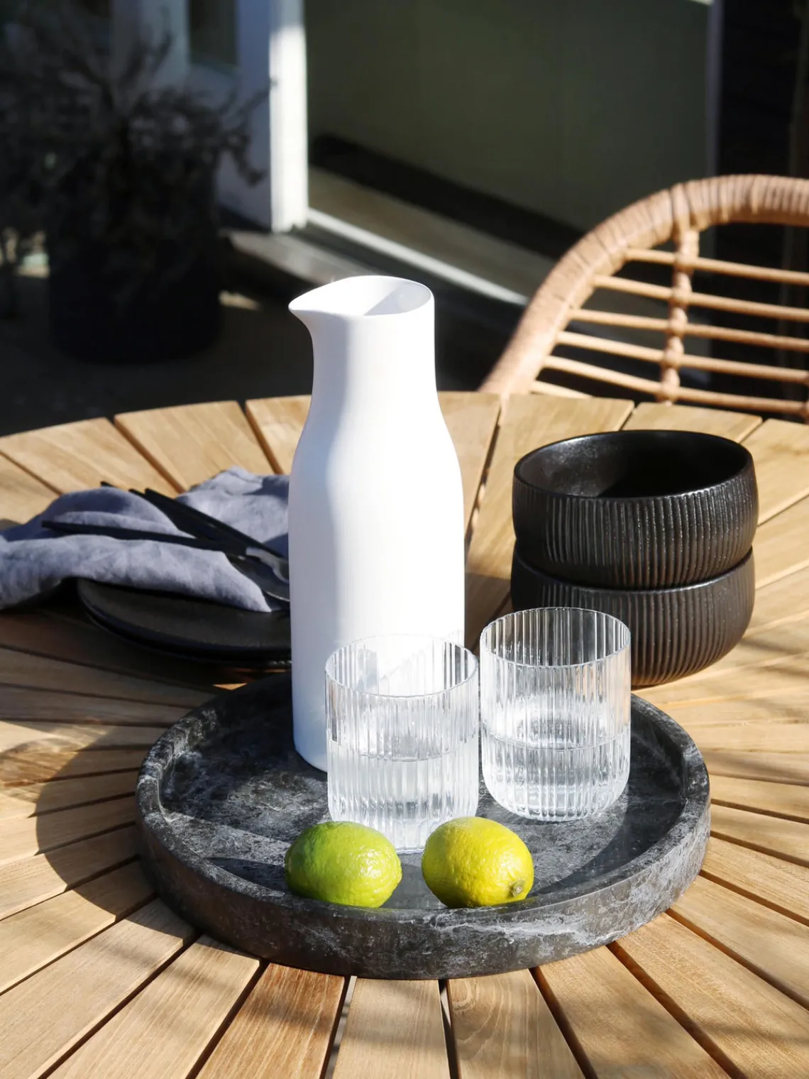 Clearance Bloomingville Bols à surface striée mate Neri, 2 pièces