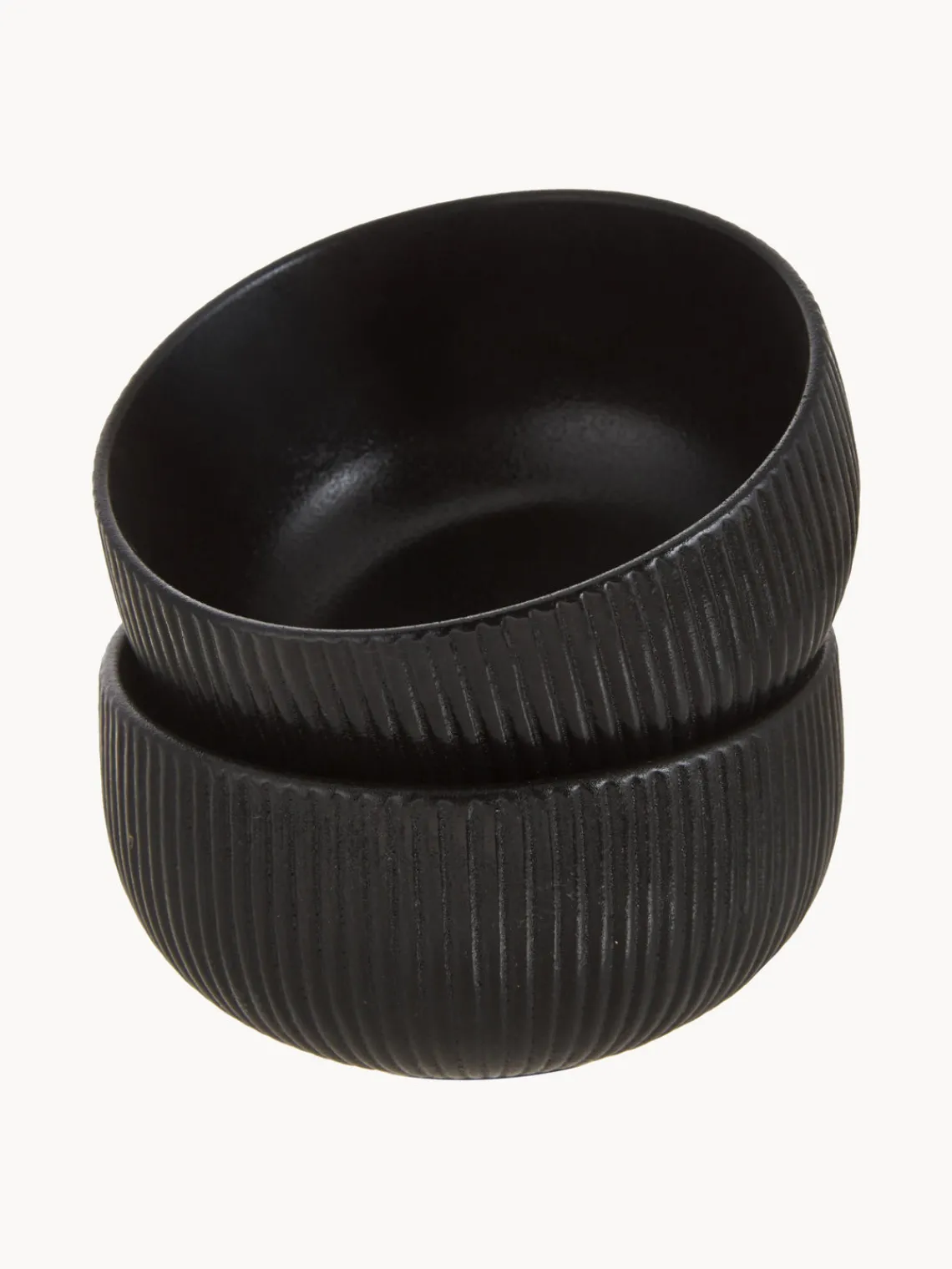 Clearance Bloomingville Bols à surface striée mate Neri, 2 pièces