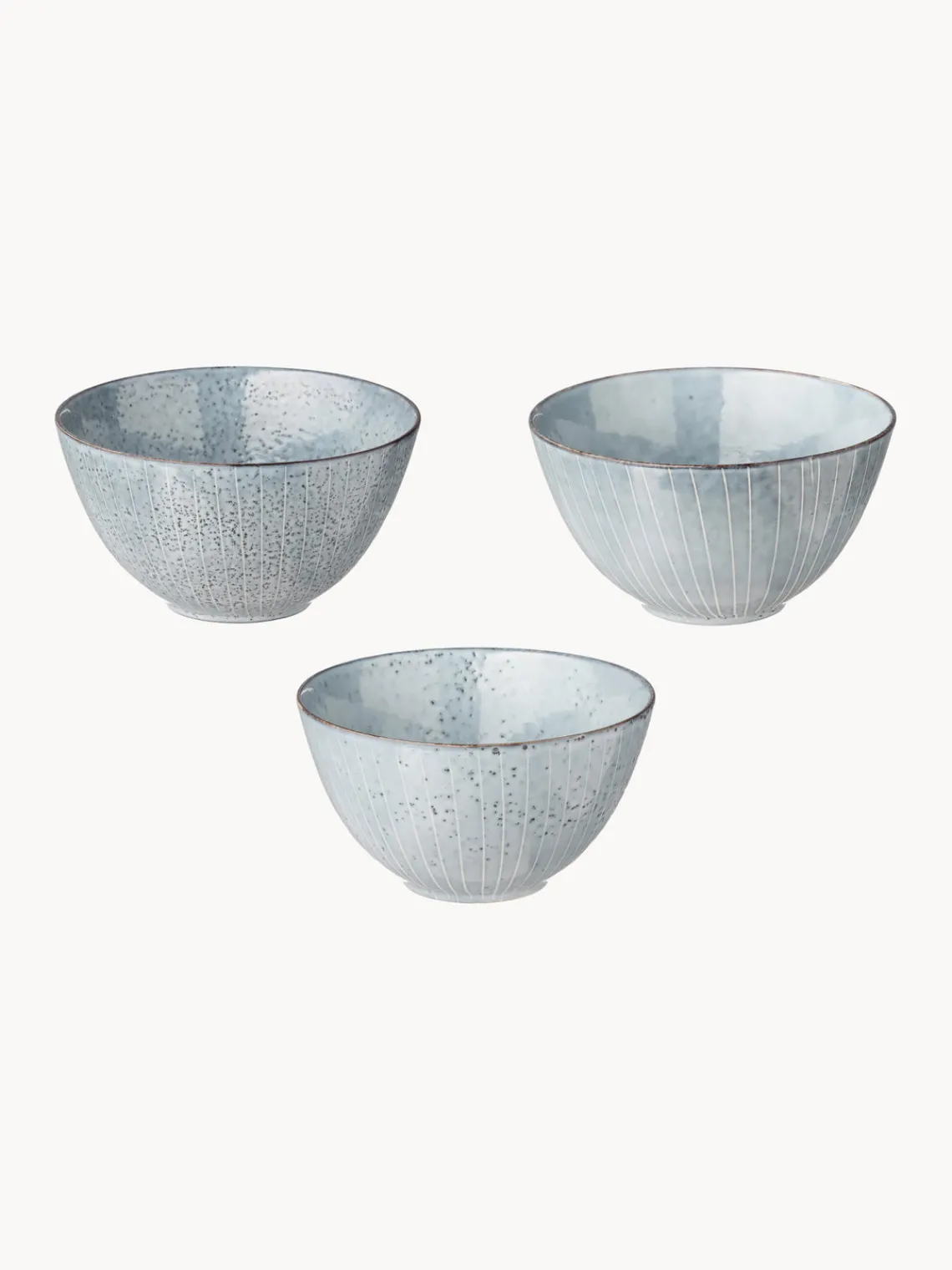 Hot Broste Copenhagen Bols artisanaux Nordic Sea, 4 pièces Gris-bleu, chiné
