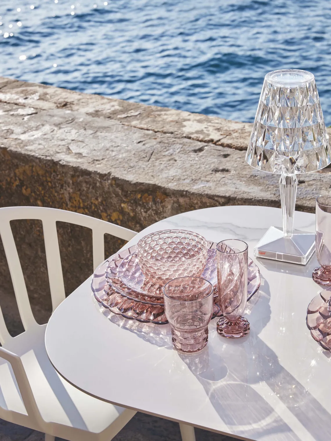 Clearance Kartell Bols avec surface texturée Jellies, 4 pièces Rose pâle
