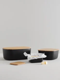 Fashion Rig-Tig Boîte à pain avec couvercle en bambou Box-It Noir, bambou