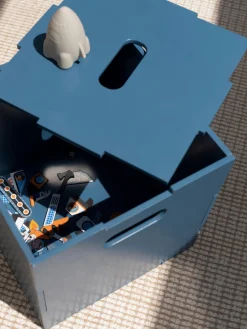 Online Nofred Boîte de rangement en bois Cube Gris-bleu