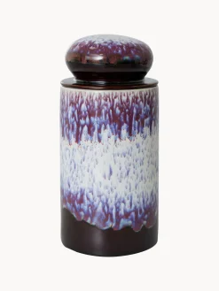 Discount HKLIVING Boîte de rangement en céramique émaillée peinte à la main 70's Tons lilas, blanc