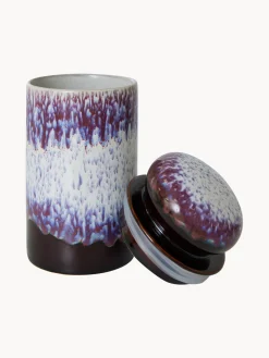 Discount HKLIVING Boîte de rangement en céramique émaillée peinte à la main 70's Tons lilas, blanc