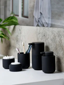 Sale Zone Denmark Boîte de rangement en grès à surface veloutée Ume Noir, mat
