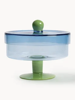 Discount &k Amsterdam Boîte de rangement en verre Duo Vert, bleu