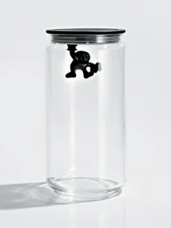 New ALESSI Boîte de rangement Gianni, haut. 21 cm Noir, transparent