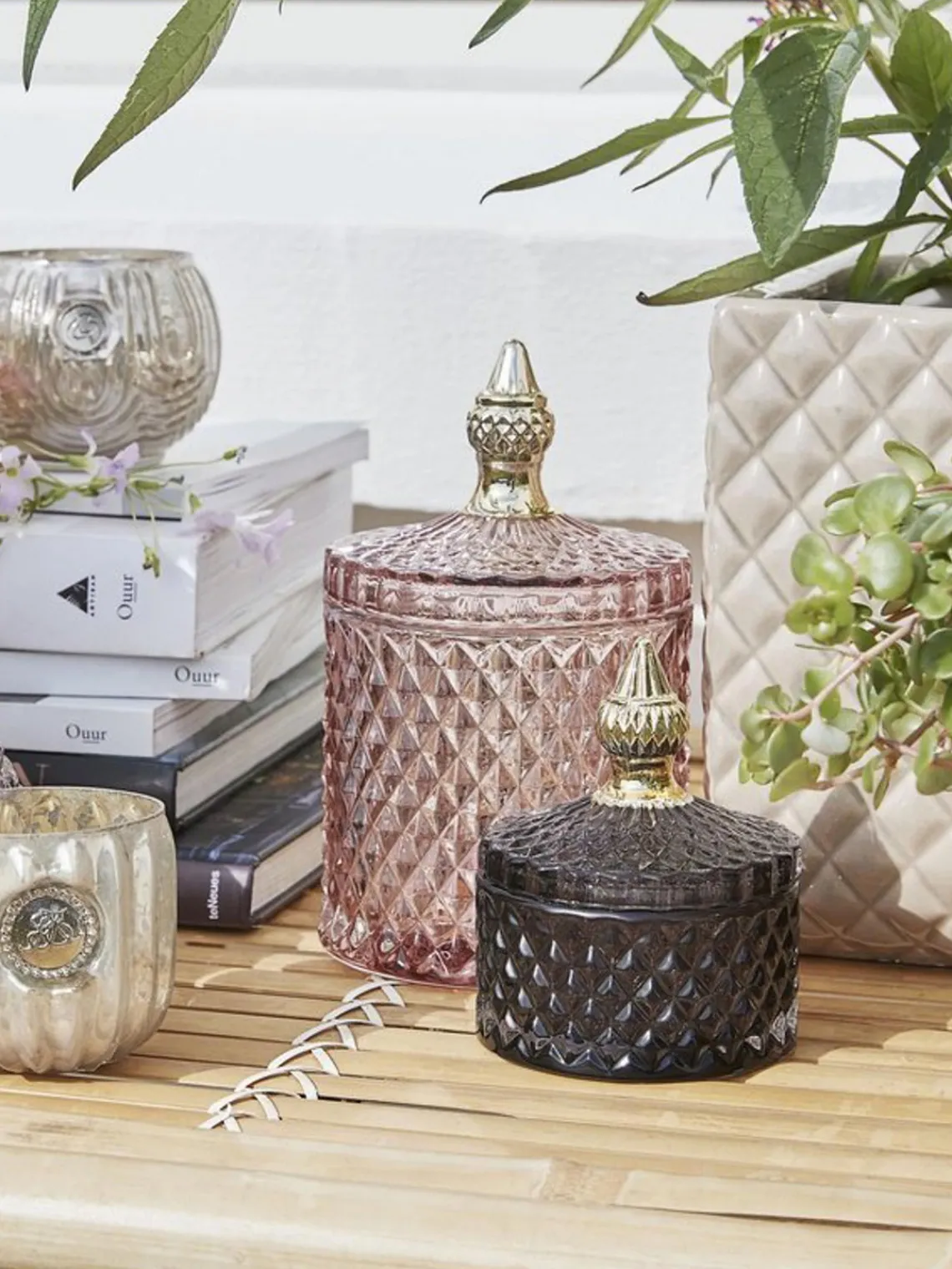 New Lene Bjerre Boîte de rangement Myan Rose pâle, doré