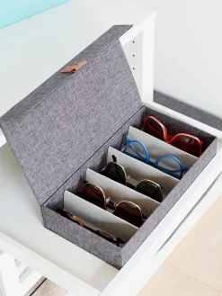 Best Store It Boîte de rangement pour lunettes Premium Gris foncé, brun