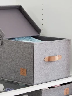 Discount Store It Boîte de rangement Premium Gris foncé, brun
