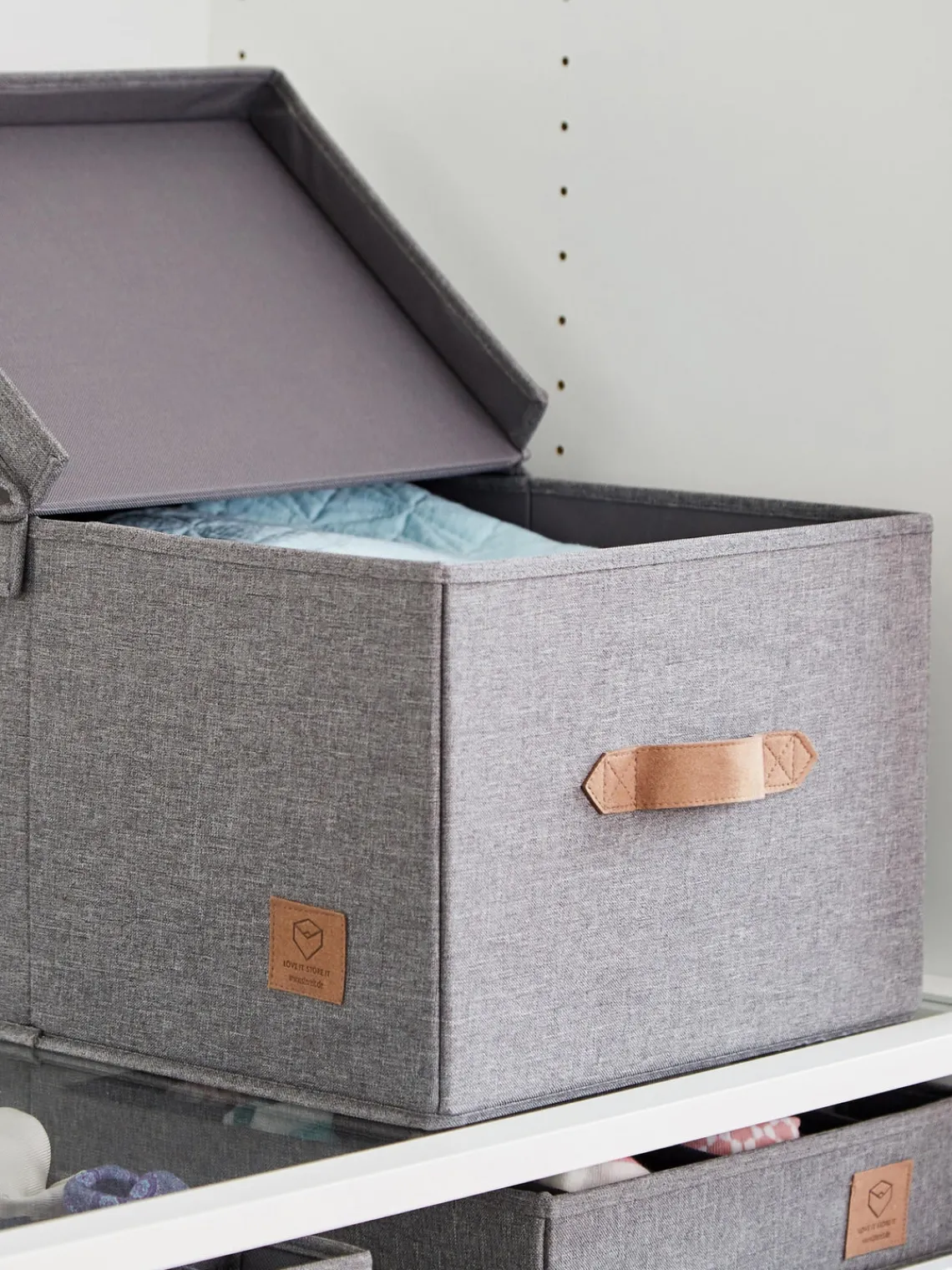 Discount Store It Boîte de rangement Premium Gris foncé, brun