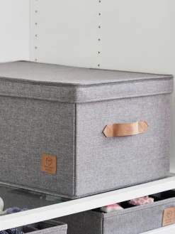 Discount Store It Boîte de rangement Premium Gris foncé, brun