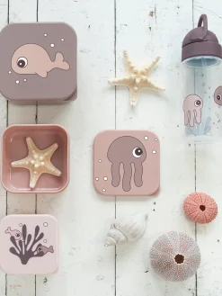 Clearance Done by Deer Boîtes à goûter pour enfant Sea Friends, 3 élém. Vieux rose, mauve
