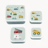 New A Little Lovely Company Boîtes à lunch pour enfants Vehicles, 4 élém.