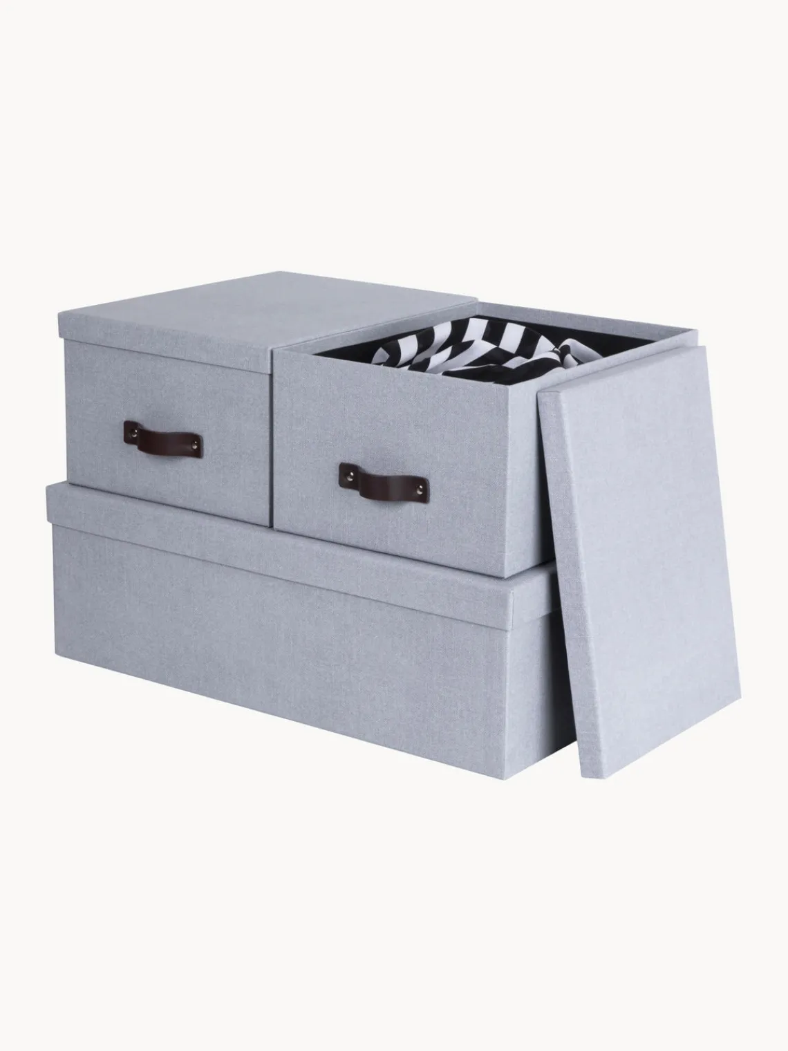 Online Bigso Box of Sweden Boîtes de rangement Inge, 3 élém. Gris-bleu, brun