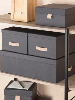 Sale Bigso Box of Sweden Boîtes de rangement Inge, 3 élém. Anthracite