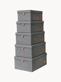 Hot Store It Boîtes de rangement Premium, 5 élém. Gris foncé, brun