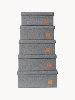 Hot Store It Boîtes de rangement Premium, 5 élém. Gris foncé, brun