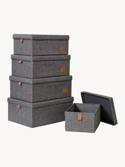Hot Store It Boîtes de rangement Premium, 5 élém. Gris foncé, brun