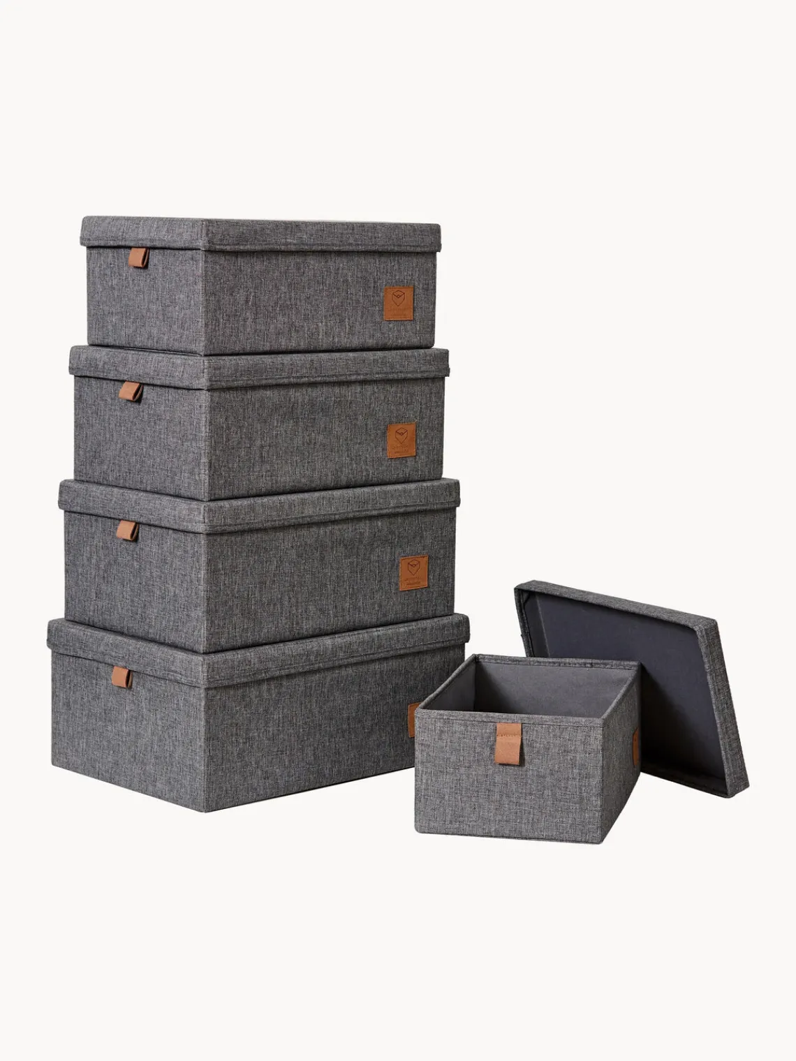 Hot Store It Boîtes de rangement Premium, 5 élém. Gris foncé, brun