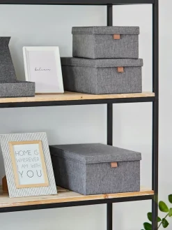 Hot Store It Boîtes de rangement Premium, 5 élém. Gris foncé, brun