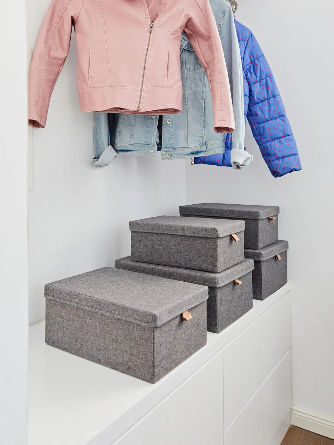 Hot Store It Boîtes de rangement Premium, 5 élém. Gris foncé, brun