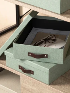 Clearance Bigso Box of Sweden Boîtes de rangement Rasmus, 2 élém. Vert sauge