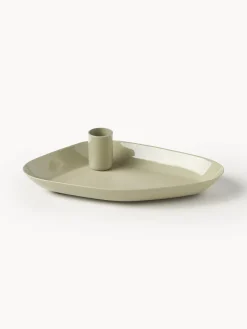 Hot Broste Copenhagen Bougeoir avec plateau Mie Beige clair, haute brillance