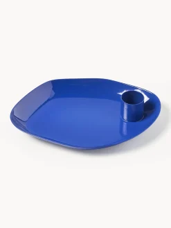 New Broste Copenhagen Bougeoir avec plateau Mie Bleu roi, haute brillance