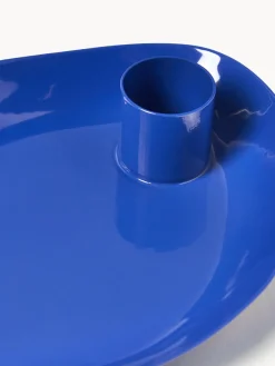 New Broste Copenhagen Bougeoir avec plateau Mie Bleu roi, haute brillance