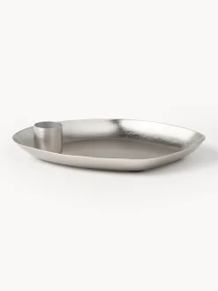 Hot Broste Copenhagen Bougeoir avec plateau Mie Argenté, satiné
