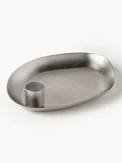Hot Broste Copenhagen Bougeoir avec plateau Mie Argenté, satiné