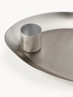 Hot Broste Copenhagen Bougeoir avec plateau Mie Argenté, satiné