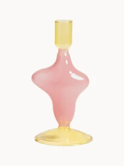 Discount &k Amsterdam Bougeoir de verre Flux Rose pâle, jaune