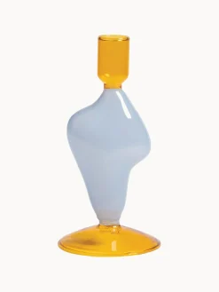 Best &k Amsterdam Bougeoir de verre Flux Bleu ciel, orange